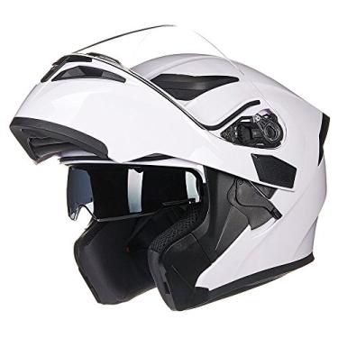 Imagem de Capacete para motocicleta ILM com viseira dupla e viseira modular completo DOT 6 coresILM Medium branco 902-W-M