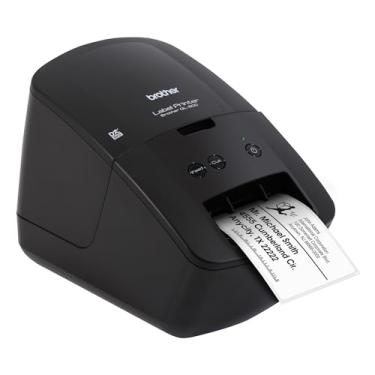 Imagem de Brother Impressora de etiquetas monocromática QL-600 Desktop, até 6 cm de largura, sem necessidade de tinta, usa rolos Drop-in genuínos DK para etiquetagem rápida e fácil integração com aplicativos Microsoft