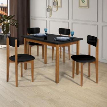 Imagem de Mesa com Cadeiras 120cm MDF Pinus Estofado Design Moderno - Ravilar, P