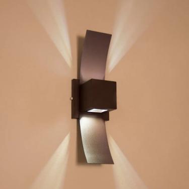 Imagem de Arandela Luminária Aba Externa Parede Muro Efeito 2 Focos ARANDELA:Marrom