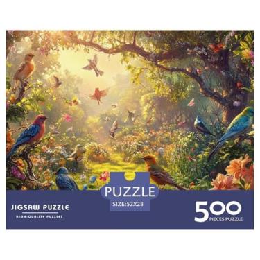 Imagem de Quebra-cabeça de pássaros, 500 peças para adultos, jogo educativo, divertido, decoração de casa, brinquedo intelectual, brinquedo de alívio de estresse, premium e durável, 500 peças (52 x 38 cm)