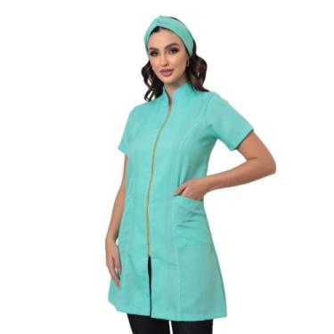 Imagem de Jaleco Manga Curta com Zíper Verde Oxford Malta - Gardenia Jalecos, PP