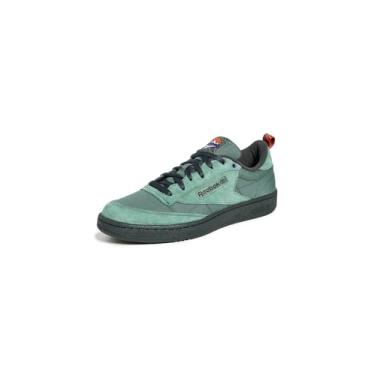 Imagem de Reebok Tênis masculino Club C, Verde escape/cinza 6/laranja escarpim, 11 Women/9.5 Men