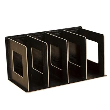 Imagem de WeiLaiKeQi Estante de mesa de madeira, pequena estante decorativa moderna, organizadora de mesa portátil, prateleira para livros, sala de estudo, escritório, Preto