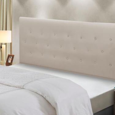 Imagem de Cabeceira Montreal Solteiro, Estofada em Veludo, Madeira de Eucalipto, para Cama Box (Bege)