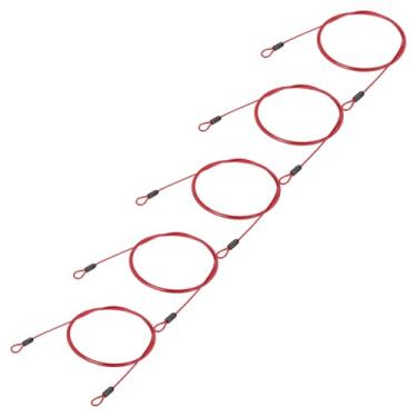 Imagem de PATIKIL Cabo de aço inoxidável revestido de vinil de 1/20.3 cm de diâmetro com laços, 5 peças de corda de fio flexível de 2,1 m (200,7 cm) Cadeado de corrente de segurança para iluminação de palco ao