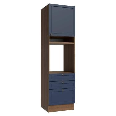 Imagem de Torre Quente 60 Cm 1 Porta 3 Gavetas Rustic/azul Vik Madesa Rustic/azul