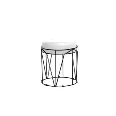 Imagem de Puff Aramado Babu Com Armação Preto Estofado Para Sala