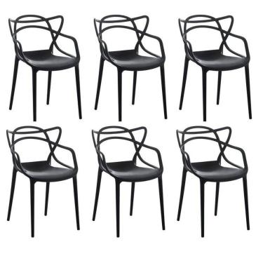 Imagem de Kit 6 Cadeiras Allegra Flex 85cmx54cmx56 Cm Preto