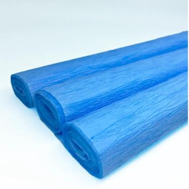 Imagem de Papel Crepom em Rolo, 48cm x 2m, Kit com 10 Unidades, 12 Cores Disponíveis (Azul Claro)