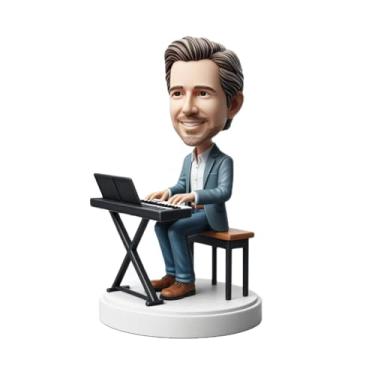 Imagem de Teclado personalizado tocando cavalheiro Bobblehead feito à mão a partir da sua foto, presente ideal para entusiastas da música, pai, parceiro, amigo, decoração de mesa elegante para amantes de