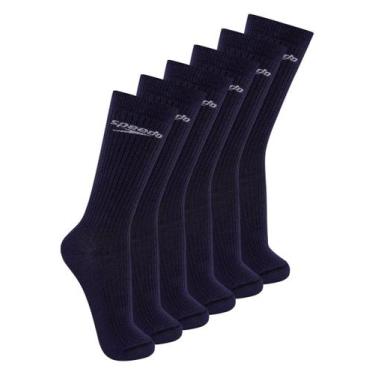 Imagem de Kit com 6 Pares de Meias Esportiva Cano Longo Speedo 8027, Azul marinh