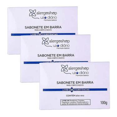 Imagem de KIT 3 Sabonete em barra Uso Diário Alergoshop 100g, 100g, Branco