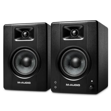 Imagem de M-Audio BX4 – Alto-falantes de computador de mesa alimentados por 120 watts/monitores de estúdio para jogos, produção de música, transmissão ao vivo e podcasting (par)