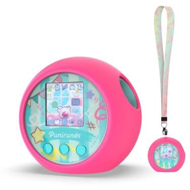 Imagem de FIOPAZ Capa de silicone com animal de estimação virtual Punirunes, capa protetora para animais de estimação digital interativo Punirunes, capa Punirunes resistente a quedas com cordão de pescoço (rosa