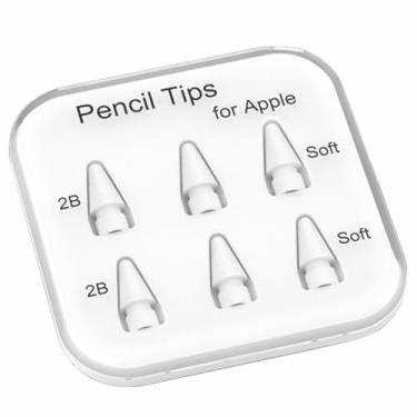 Imagem de Peilinc Pontas de lápis macias duplas 2B – para Apple Pencil 1ª geração e 2ª geração pontas de caneta para iPad e ponta de lápis de cor (branco)