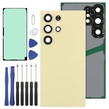 Imagem de Substituição de vidro da tampa traseira para Samsung Galaxy S24 Ultra 5G 2024 Substituição de vidro traseiro com kits de ferramentas de reparo (cor: amarelo titânio)