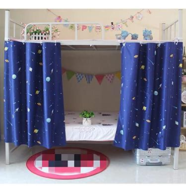Imagem de Cortinas para cama de beliche para estudantes JIAHG Cortinas para cama de solteiro Cortina de sombreamento Rede de proteção contra poeira Pano blecaute Cama dossel Mosquiteiro Rede Quarto Decoração de cabine, Dark-blue, 1.2M x 2M ( 2 Piece included )