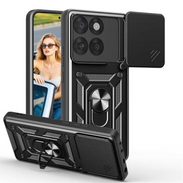 Imagem de Capa CSmall para Motorola Edge 60 Fusion com capa de lente de câmera deslizante, grau militar à prova de choque com anel giratório para Moto Edge 60 Fusion/Edge 60 5G SJ preta