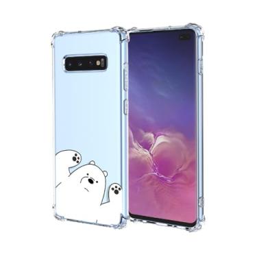 Imagem de OEURVQO Capa para Galaxy S10 Samsung S10, estampa de urso fofo transparente com desenho animado, amortecedor de TPU macio à prova de choque, capa protetora de silicone para celular para Samsung Galaxy
