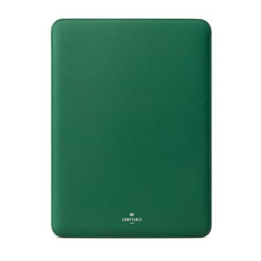 Imagem de Comfyable Capa para laptop de 14 polegadas precisamente compatível com MacBook Pro M4 M3 M2 M1 Pro/Max 2024, capa de couro genuíno, verde folhoso