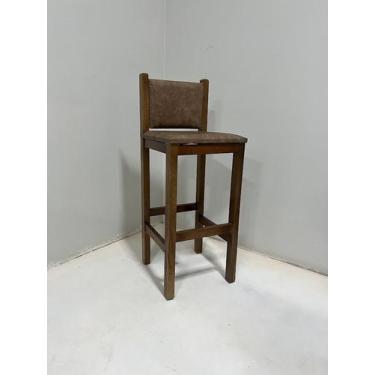 Imagem de Banqueta em madeira maciça com encosto e assento estofados - PIPPAWEB,