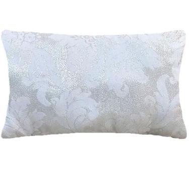 Imagem de Almofada Retangular Luxo Medalhão Prata e Branco 50x28cm - Sua Casa De