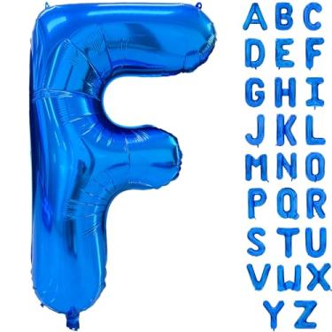 Imagem de Balão de letra azul de 101 cm com letras grandes F balão de hélio alfabeto balões azuis festa de aniversário chá de bebê decoração cerimônia de formatura (letra F)