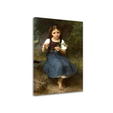 Imagem de LXURY Bouguereau. O lanche. Reprodução de pinturas famosas. Arte de parede em tela. Pôsteres e impressões. Imagem para decoração de casa 50 x 80 cm Moldura interna