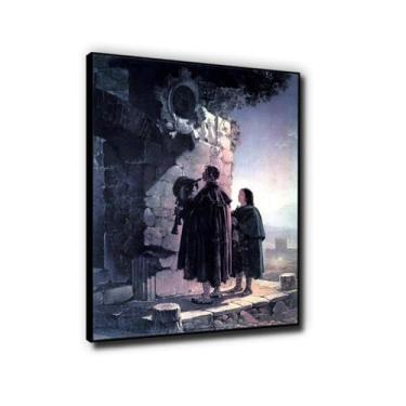 Imagem de Karl Bryullov Painting Pifferary in front of Madonna Famous Wall Art Print on Canvas Ready To Hang Modern Art Poster for Home Decorative Picture 50x70cm Preto emoldurado