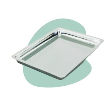 Imagem de Bandeja Inox Hospitalar Esterilização Autoclave 24x18x1,5cm