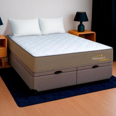 Imagem de Cama Baú Queen Cinza + Colchão Veneza D28 PoliConfort