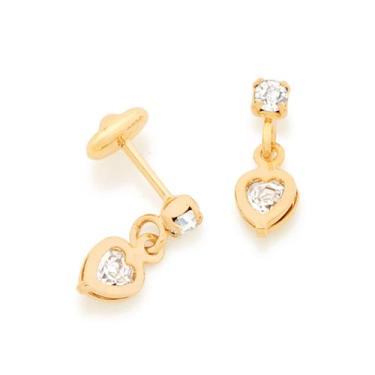 Imagem de Brinco coração folheado a ouro com cristais Cód. 523196 - Rommanel