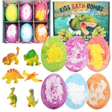Imagem de Photken Conjunto De 6 Bombas Banho Ovo Dinossauro Para Crianças, 100G Cada, Bolas Grandes Efervescentes Com Mini Brinquedos Dentro, Presentes Páscoa, Natal Ou Aniversário Meninos E Meninas