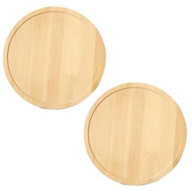 Imagem de 2 bandejas redondas de 15 cm, bambu, para servir toalhas, pratos, chá, frutas, joias, bandeja decorativa (P)