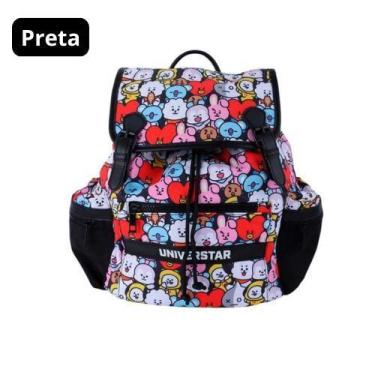 Imagem de Mochila de Costa Infantil Fechamento Tipo Saco Personagens BT21 - Pret