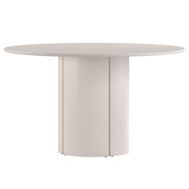 Imagem de Mesa de Jantar Redonda para 6 Lugares 135cm Tampo Mdf com Vidro Serena Off White - New Ceval