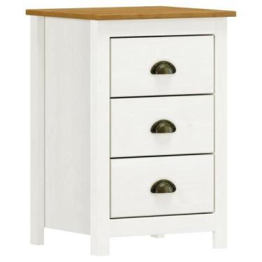 Imagem de Mesa de Cabeceira 3 Gavetas Madeira Maciça Mazzaro F06 Branco Freijó -