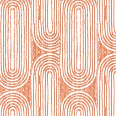 Imagem de Livelynine Papel de parede geométrico abstrato de 44,5 x 1,501 cm, laranja, meados do século, moderno, retrô, papel de parede removível, decorativo, impermeável, autoadesivo, papel de contato