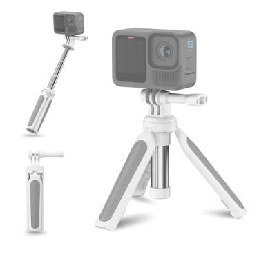 Imagem de JJC Tripé extensível portátil para GoPro Hero 13 12 11 10 DJI Action 5 Pro 4 3 Pocket 3 Insta360 X5 X4 Ace Pro 2 AKASO-White