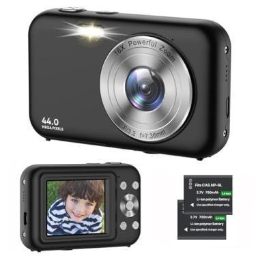 Imagem de Câmera digital infantil 1080p com zoom de 16X – Câmeras digitais antitrepidação e disparo de 44 MP para fotografia | Câmera pequena compacta para crianças, meninas, meninos e adolescentes iniciantes