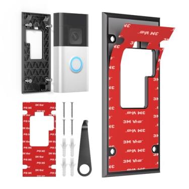 Imagem de Suporte de campainha sem broca para campainha de bateria de anel (versão 2024) - Placa de montagem adesiva forte, suporte de campainha de vídeo para apartamento e escritório, kit de acessórios de