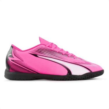 Imagem de Chuteira Futsal Puma Ultra Play It Jr Unissex, Rosa, Preto, 35
