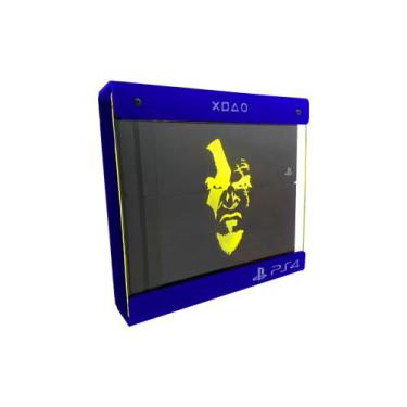Imagem de Suporte Parede Iluminado Shield Ps4 FAT Azul - Amarelo - God Of War (f