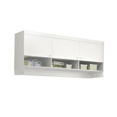 Imagem de Módulo Armário Aéreo Algodão Doce 100% MDF c/ Nicho Decorativo Branco 