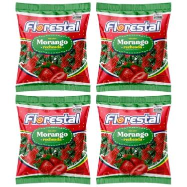 Imagem de 4 Pacotes Bala de Morango Recheada 500g Cada Florestal