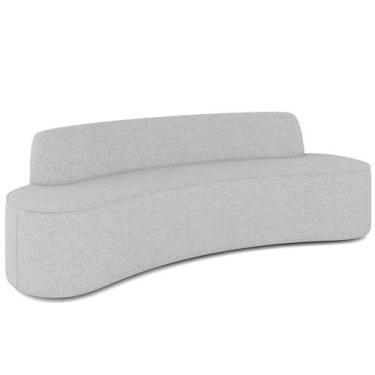 Imagem de Sofá 4 Lugares Curvo Sala de Estar Living Cancún D02 Linho Cinza 260 c