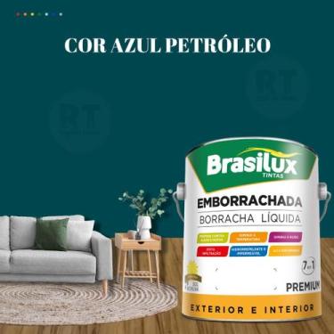 Imagem de Tinta Borracha Líquida Cor Azul Para Parede 3,2l Acrílica Lavável Anti