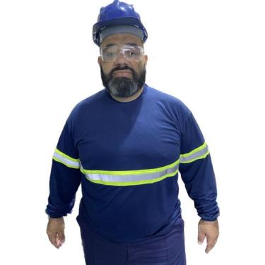 Imagem de Camiseta Plus Size Manga Longa RESISTENTE com Faixa Refletivo Malha Fr