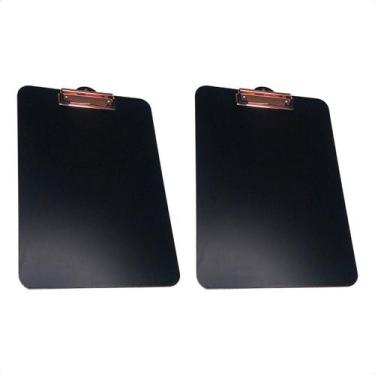 Imagem de Kit 2 Prancheta Office Black Preta MDF Ofício A4 C/ Prendedor Metaliza